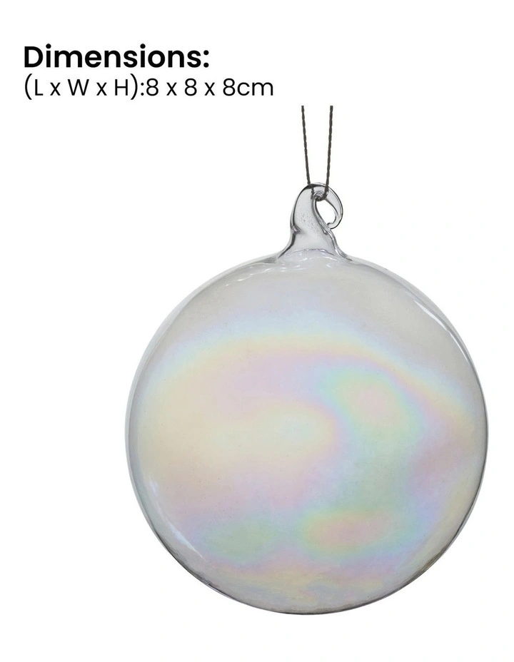 Iridescent Shine Glass Baubles 6 Pack in Pure Clear image 3