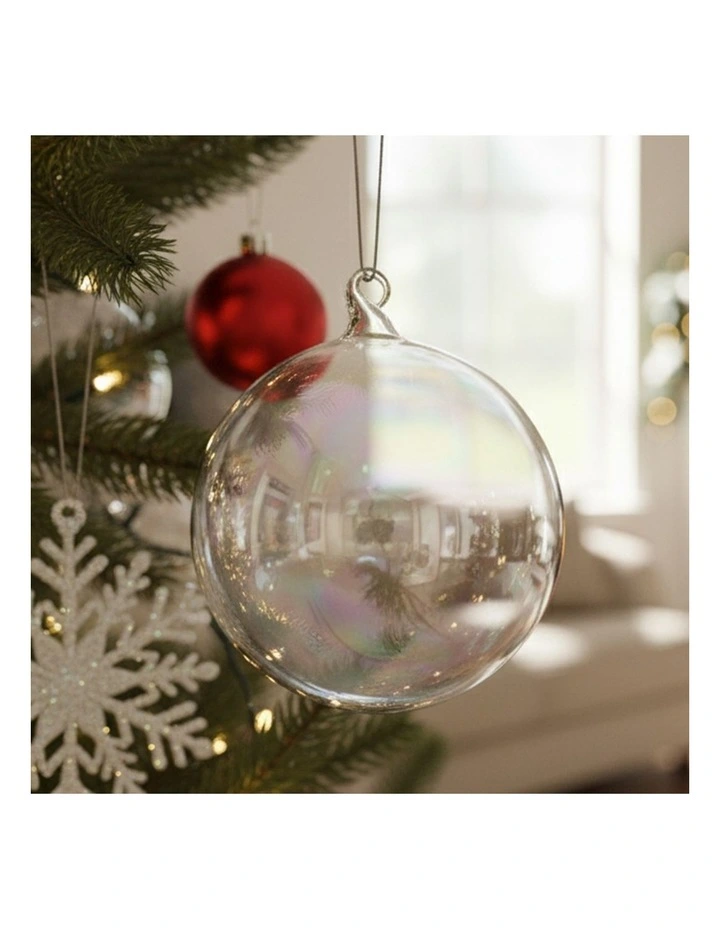 Iridescent Shine Glass Baubles 6 Pack in Pure Clear image 5