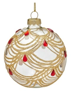 Gold Swirls and Jewels Glass Baubles 6 Pack in Multi