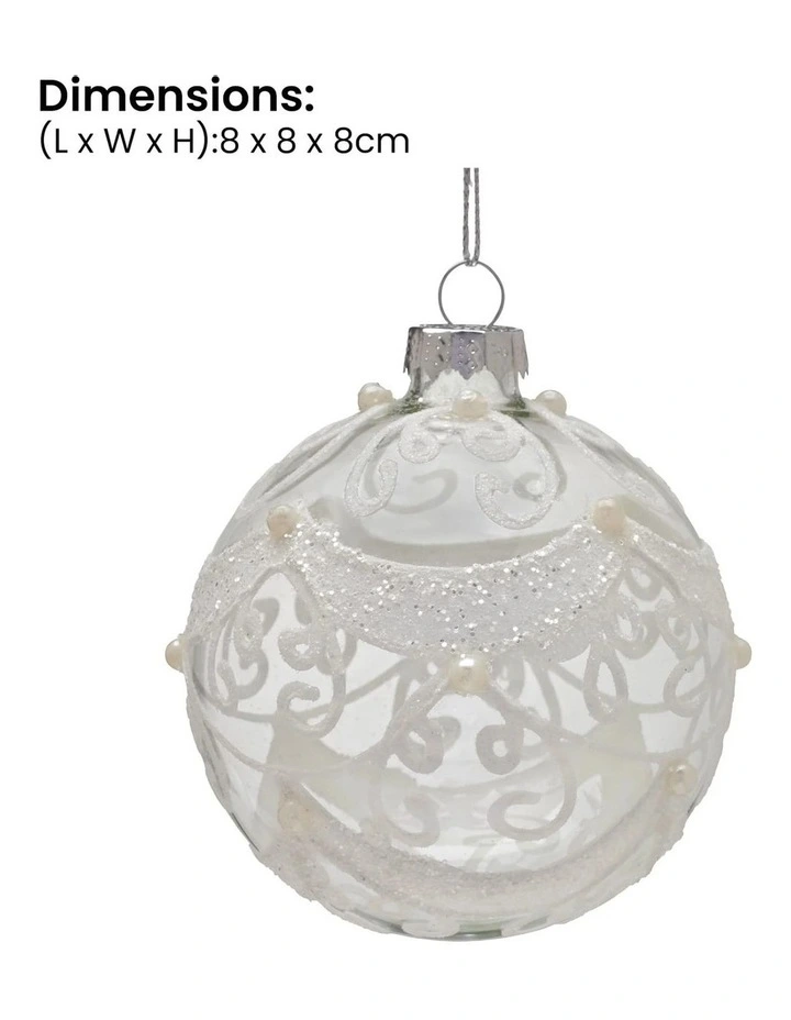 Gold Swirls and Pearls Glass Baubles 6 Pack in Clear image 3