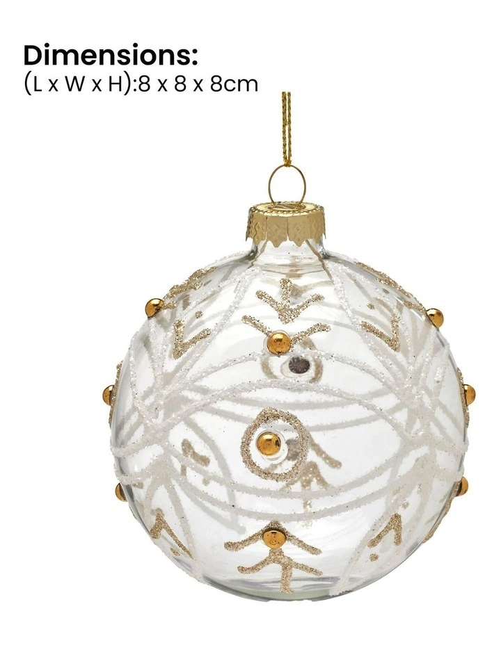 Gold Swirls and Gold Pearls Glass Baubles 6 Pack in Clear image 3