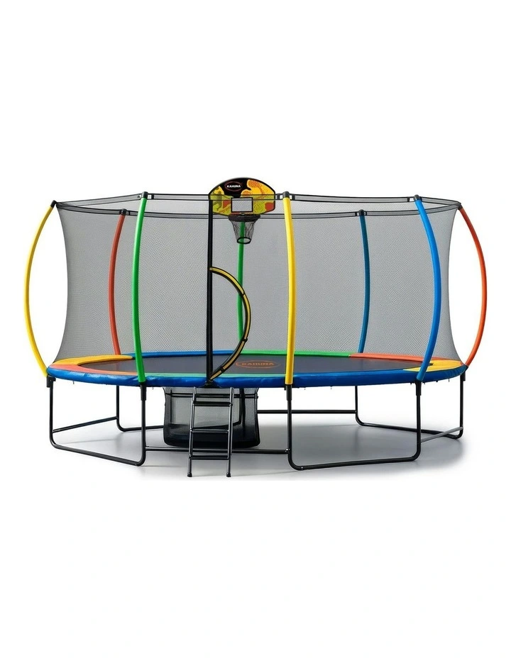 Oval Outdoor Trampoline with Basketball Set 10 ft x 15 ft image 1