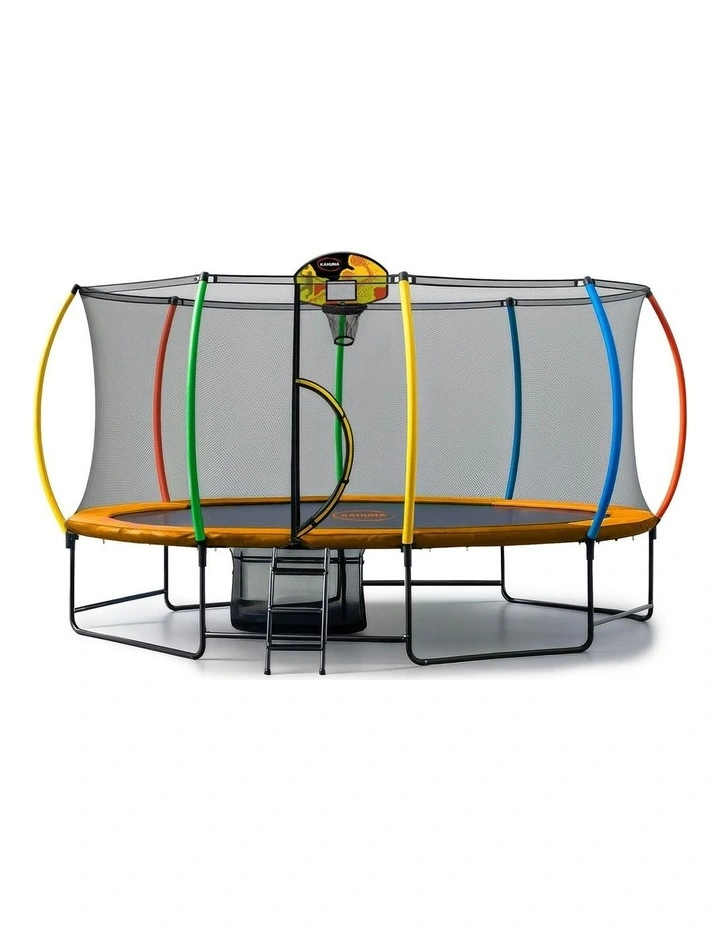 Oval Outdoor Trampoline with Basketball Set 10 ft x 15 ft image 3