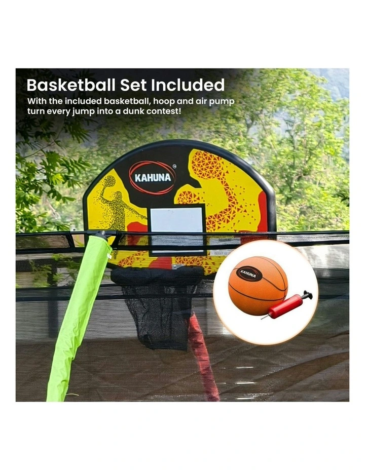 Oval Outdoor Trampoline with Basketball Set 10 ft x 15 ft image 6