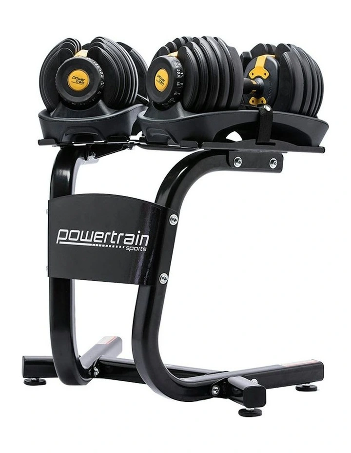 Home Gym Adjustable Dumbbell Set with Stand 48kg in Gold image 1