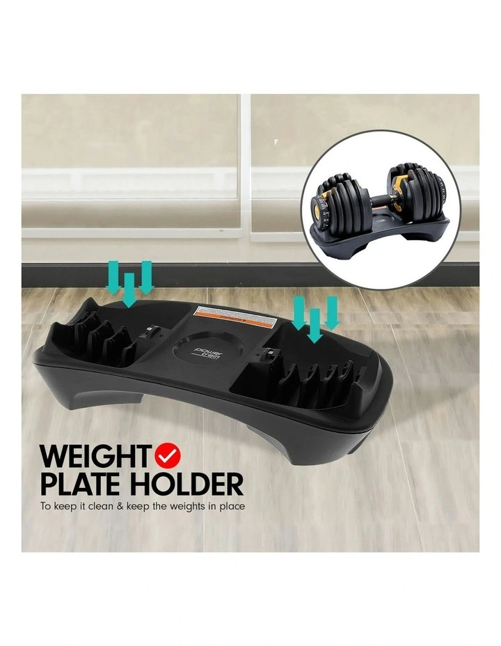 Home Gym Adjustable Dumbbell Set with Stand 48kg in Gold image 4