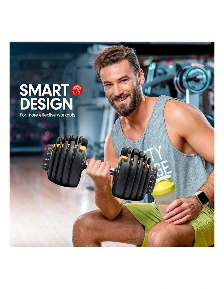 Home Gym Adjustable Dumbbell Set with Stand 48kg in Gold image 5