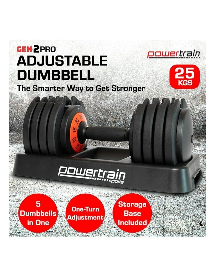 Gen2 Pro Adjustable Dumbbell 25kg in Black image 7