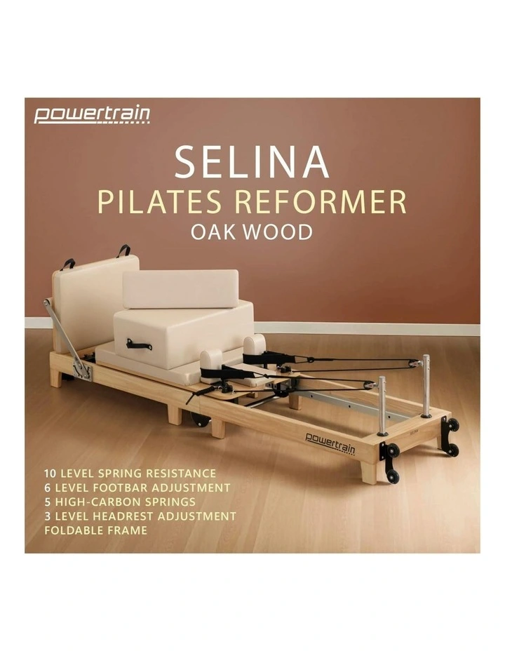 Selina Fold Wooden Pilates Reformer Jumpboard Box Oak in Beige image 2