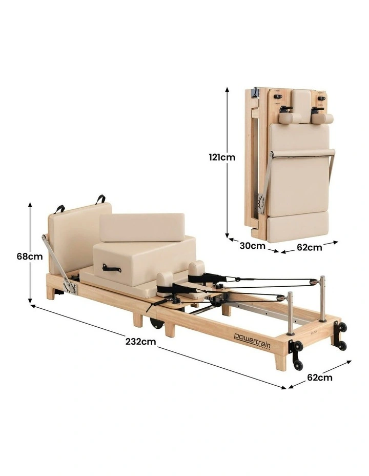 Selina Fold Wooden Pilates Reformer Jumpboard Box Oak in Beige image 4