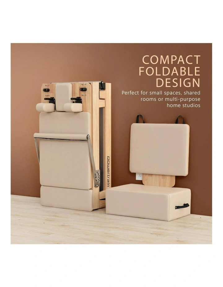 Selina Fold Wooden Pilates Reformer Jumpboard Box Oak in Beige image 5
