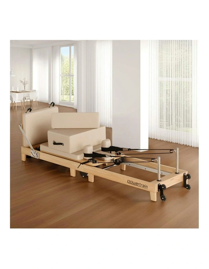 Selina Fold Wooden Pilates Reformer Jumpboard Box Oak in Beige image 7