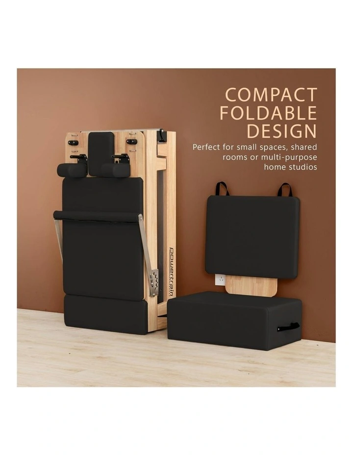 Selina Fold Wooden Pilates Reformer Jumpboard Box Oak in Black image 5