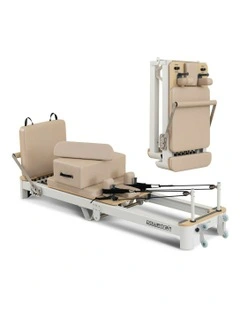 Velora Pilates Reformer Machine Aluminium Foldable Multifunctional Home Gym Equipment Exercise Trainer in Beige
