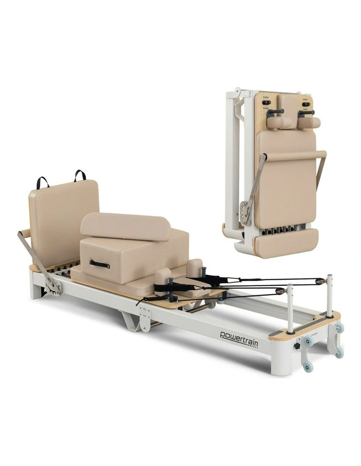 Velora Pilates Reformer Machine Aluminium Foldable Multifunctional Home Gym Equipment Exercise Trainer in Beige image 1