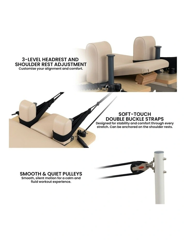Velora Pilates Reformer Machine Aluminium Foldable Multifunctional Home Gym Equipment Exercise Trainer in Beige image 6