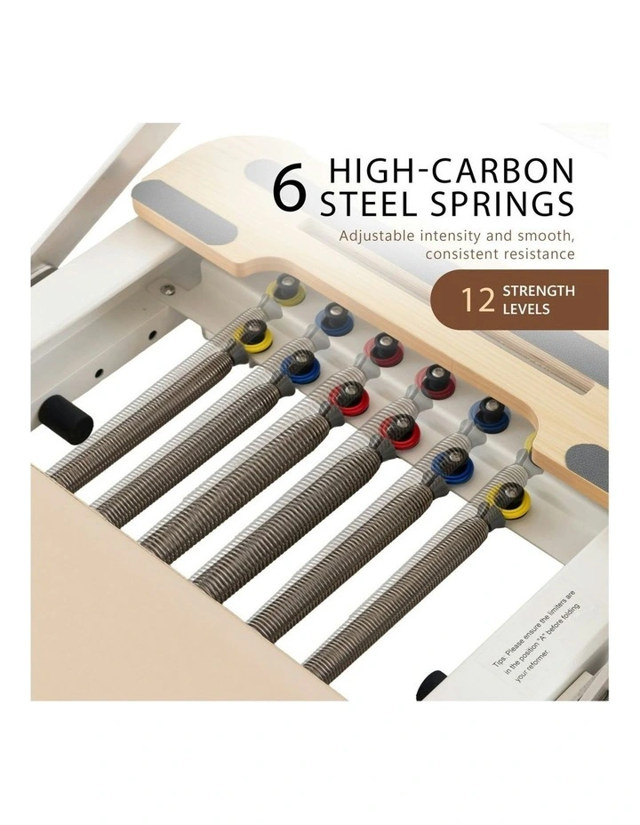 Velora Pilates Reformer Machine Aluminium Foldable Multifunctional Home Gym Equipment Exercise Trainer in Beige image 7