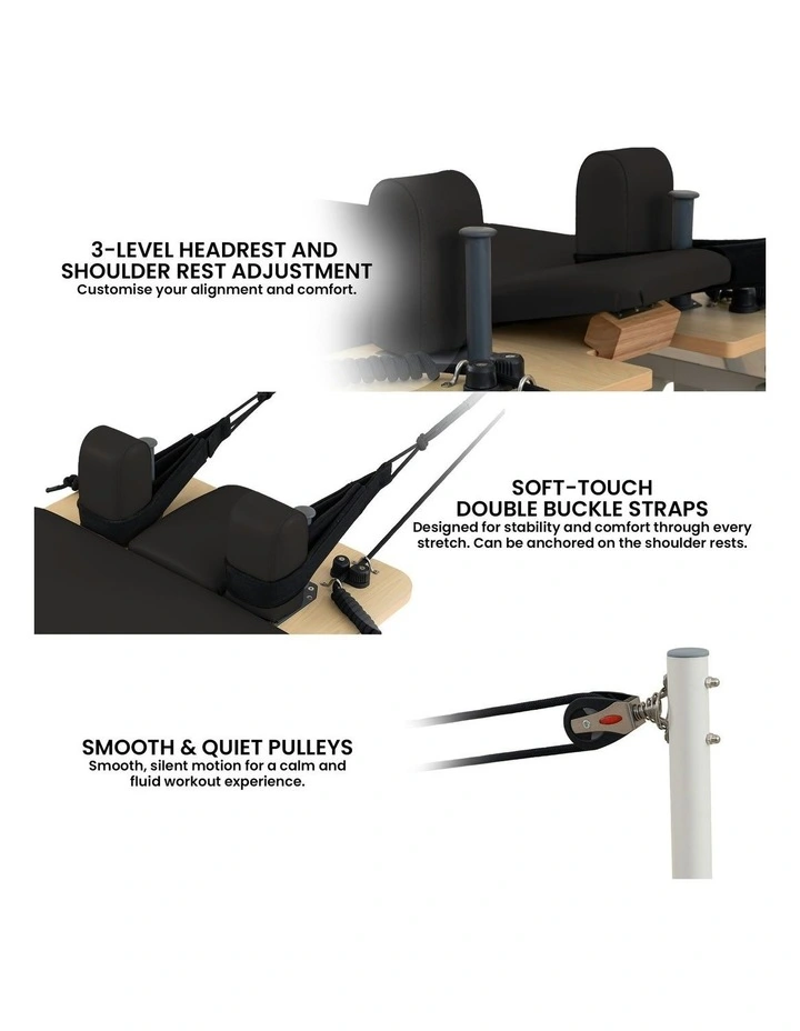 Velora Pilates Reformer Machine Aluminium Foldable Multifunctional Home Gym Equipment Exercise Trainer in Black image 6