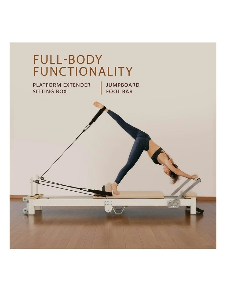 Velora Pilates Reformer Machine Aluminium Foldable Multifunctional Home Gym Equipment Exercise Trainer in Black image 7