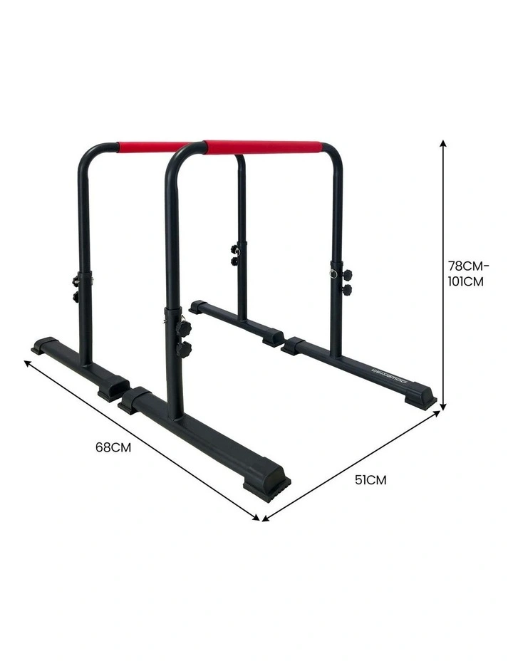 Height-Adjustable Dip Bars Pair Load Capacity 200kg Separated Type in Black image 3