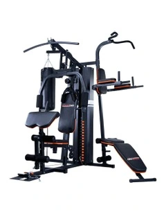 Multi Station Home Gym 158lb Weights Punching Bag Exercise Workout in Black