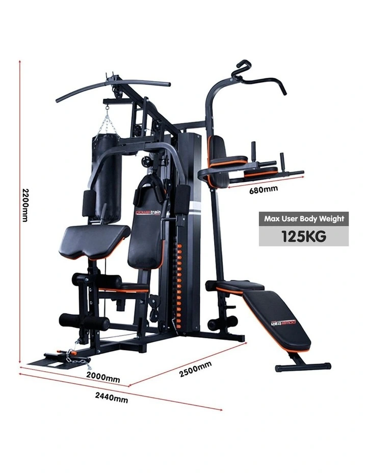 Multi Station Home Gym 158lb Weights Punching Bag Exercise Workout in Black image 5