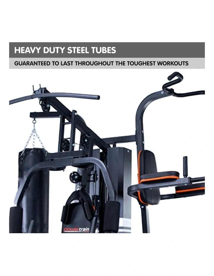 Multi Station Home Gym 158lb Weights Punching Bag Exercise Workout in Black image 7