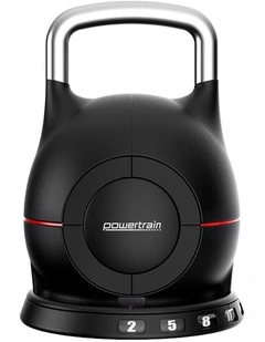 Adjustable Kettlebell 20kg 7 in 1 Weight Selection w/Quick Adjustment in Black