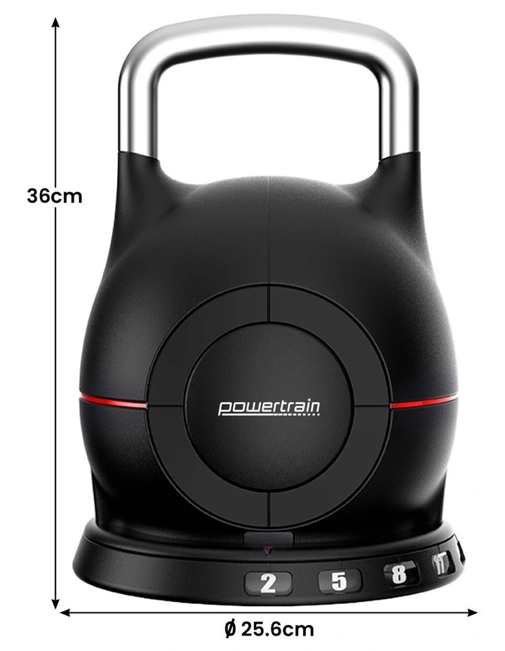 Adjustable Kettlebell 20kg 7 in 1 Weight Selection w/Quick Adjustment in Black image 2