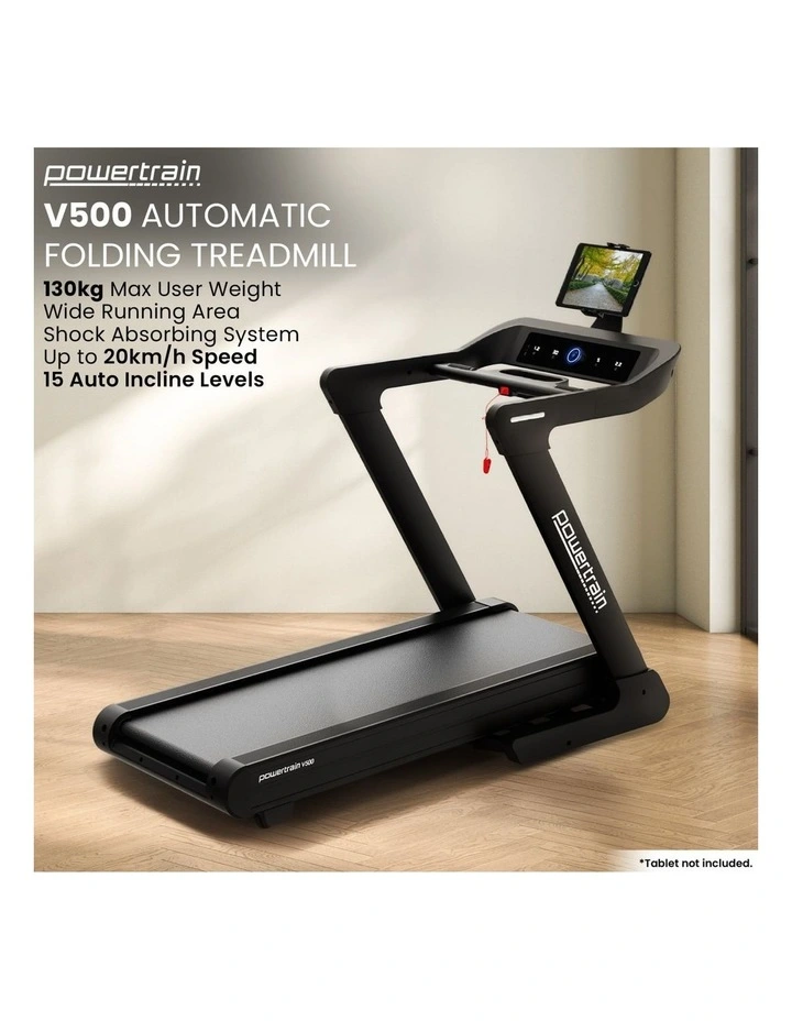 Foldable Treadmill with Automatic Incline & Bluetooth V500 3HP in Black image 4