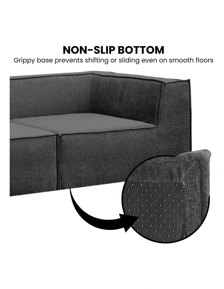 Novi 3-Seater Modular Sofa with Ottoman Non-Slip Bottom Lounge in Black image 3