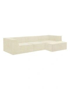 Novi 3-Seater Modular Sofa with Ottoman Non-Slip Bottom Lounge in Cream