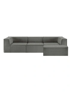 Novi 3-Seater Modular Sofa with Ottoman Non-Slip Bottom Lounge in Grey