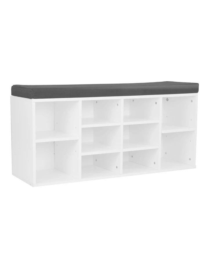 Shoe Cabinet With Cushion 104 x 30 x 45 in White/Grey image 1