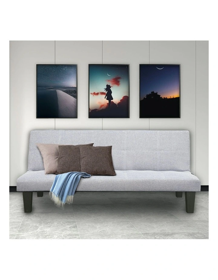 2 Seater Modular Linen Fabric Sofa Bed Couch Light Grey image 4