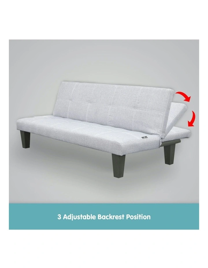 2 Seater Modular Linen Fabric Sofa Bed Couch Light Grey image 6