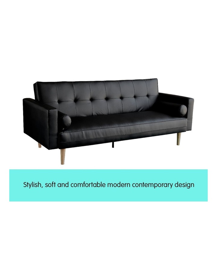 Laura Hill Sarantino 3 Seater Faux Leather Sofa Bed Couch With Pillows Black Myer Seater Faux Leather Sofa Bed Couch, Modern Leather Sofa Bed Couch