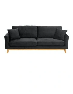 3 Seater Faux Velvet Sofa Bed Couch Furniture Black