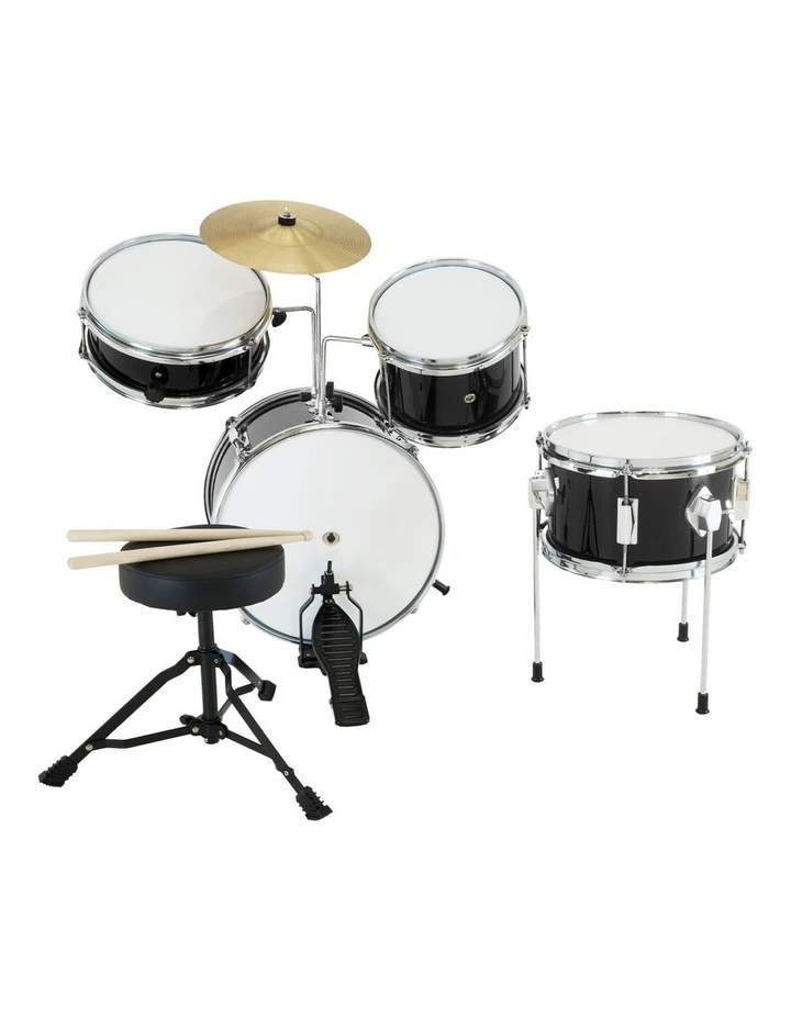 Childrens 4 Piece Black Diamond Drum Kit Set Musical Instrument Black image 2