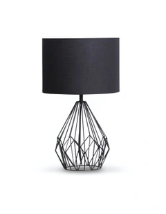 Metal Wire Table Lamp Black Finish Reading Light With Black Drum Shade