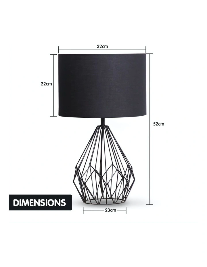 Metal Wire Table Lamp Black Finish Reading Light With Black Drum Shade image 5