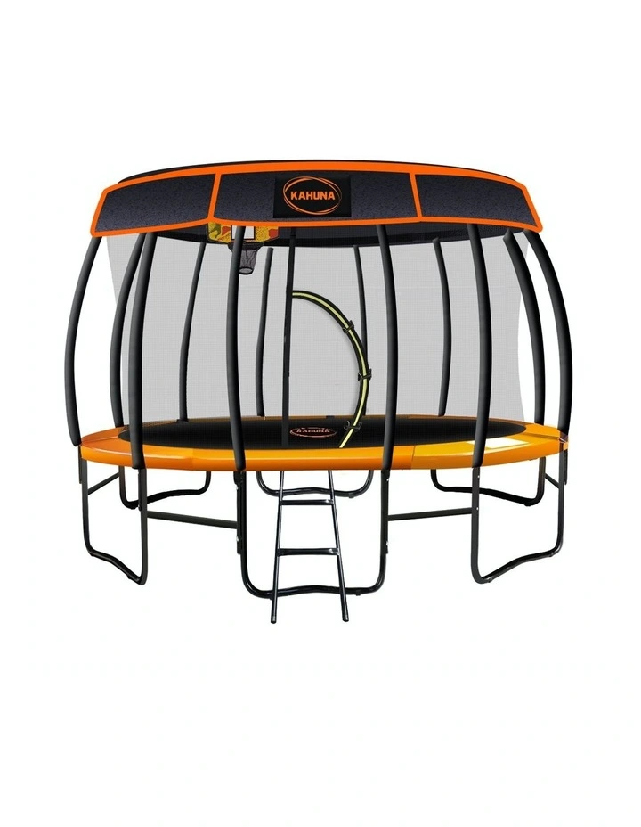 Trampoline 12ft Free Safety Net Spring Pad Roof Mat Ladder Basketball Orange image 1