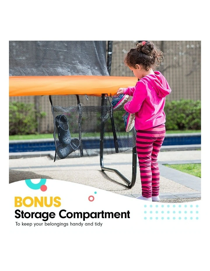 Trampoline 12ft Free Safety Net Spring Pad Roof Mat Ladder Basketball Orange image 4