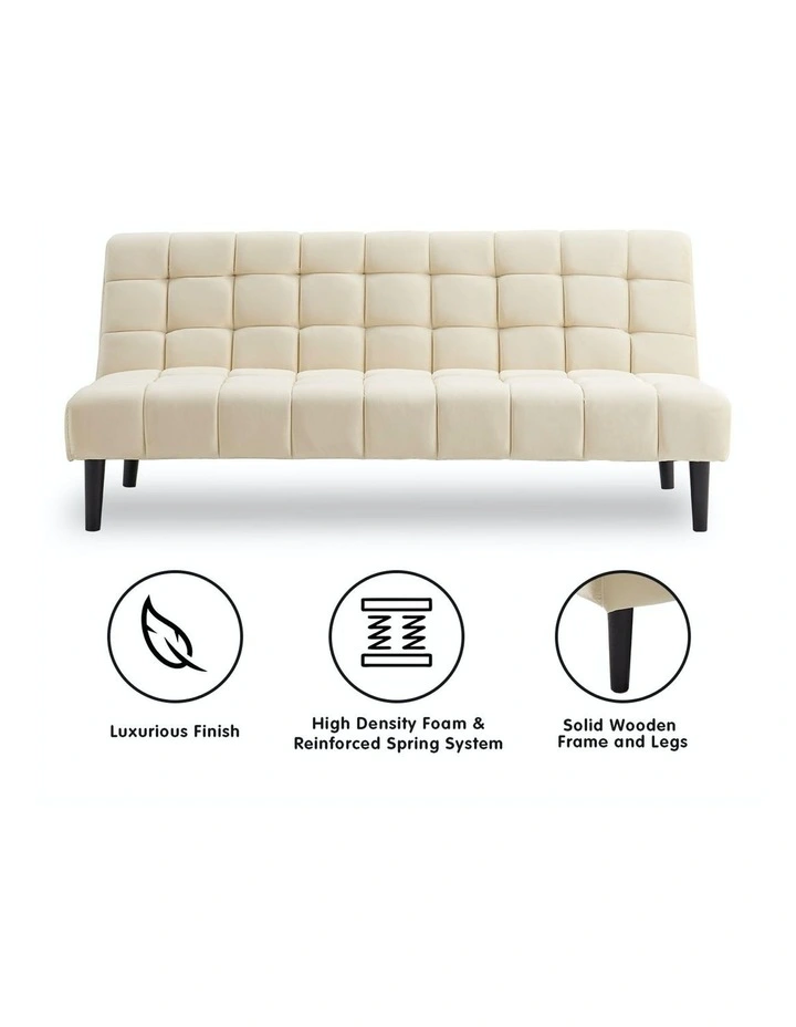 Faux Suede Fabric Sofa Bed Beige image 2