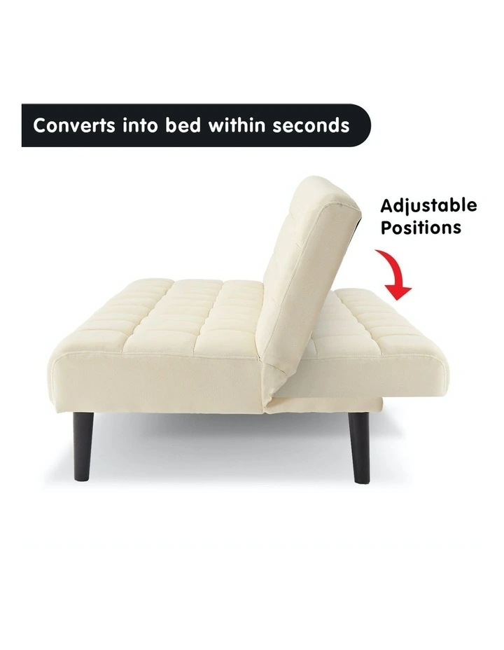 Faux Suede Fabric Sofa Bed Beige image 3
