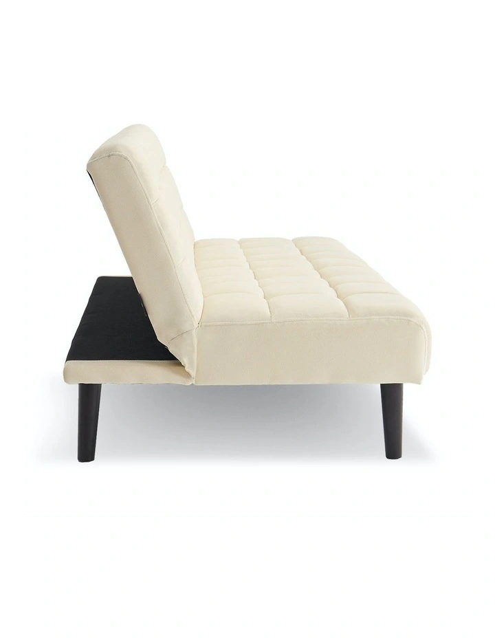 Faux Suede Fabric Sofa Bed Beige image 6