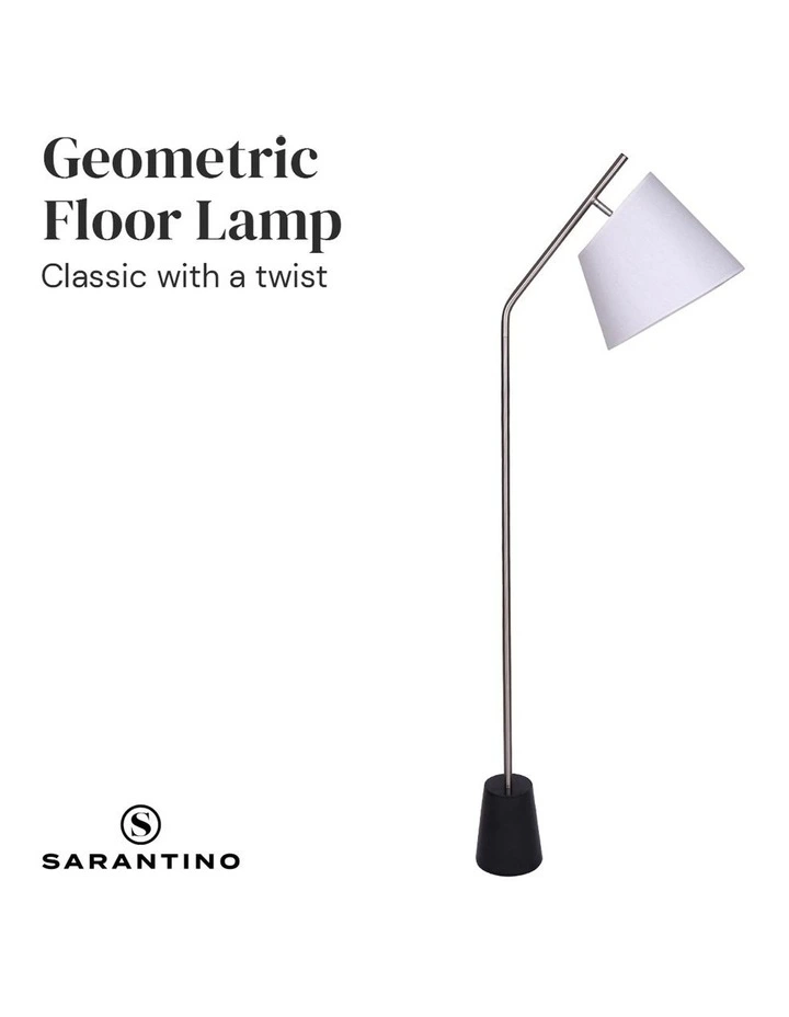 Metal Floor Lamp Nickel Finish With Black Marble Base image 4