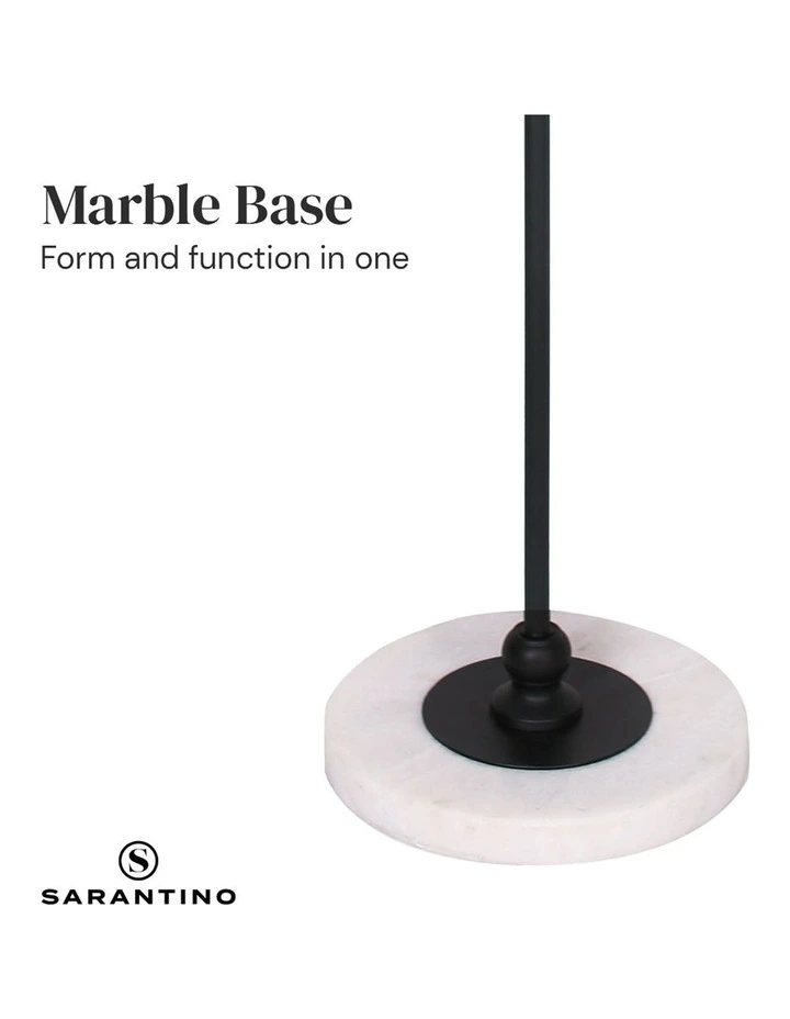 Metal Floor Lamp With Marble Base & Off-White Drum Shade image 3