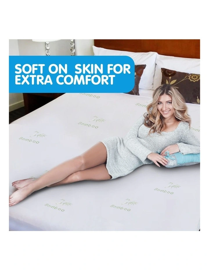 New Luxury Bamboo Comfortable Fully Fitted Bed Mattress Protector King Single image 3