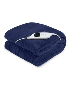 Heated Electric Blanket Warm Fleece in Winter Blue